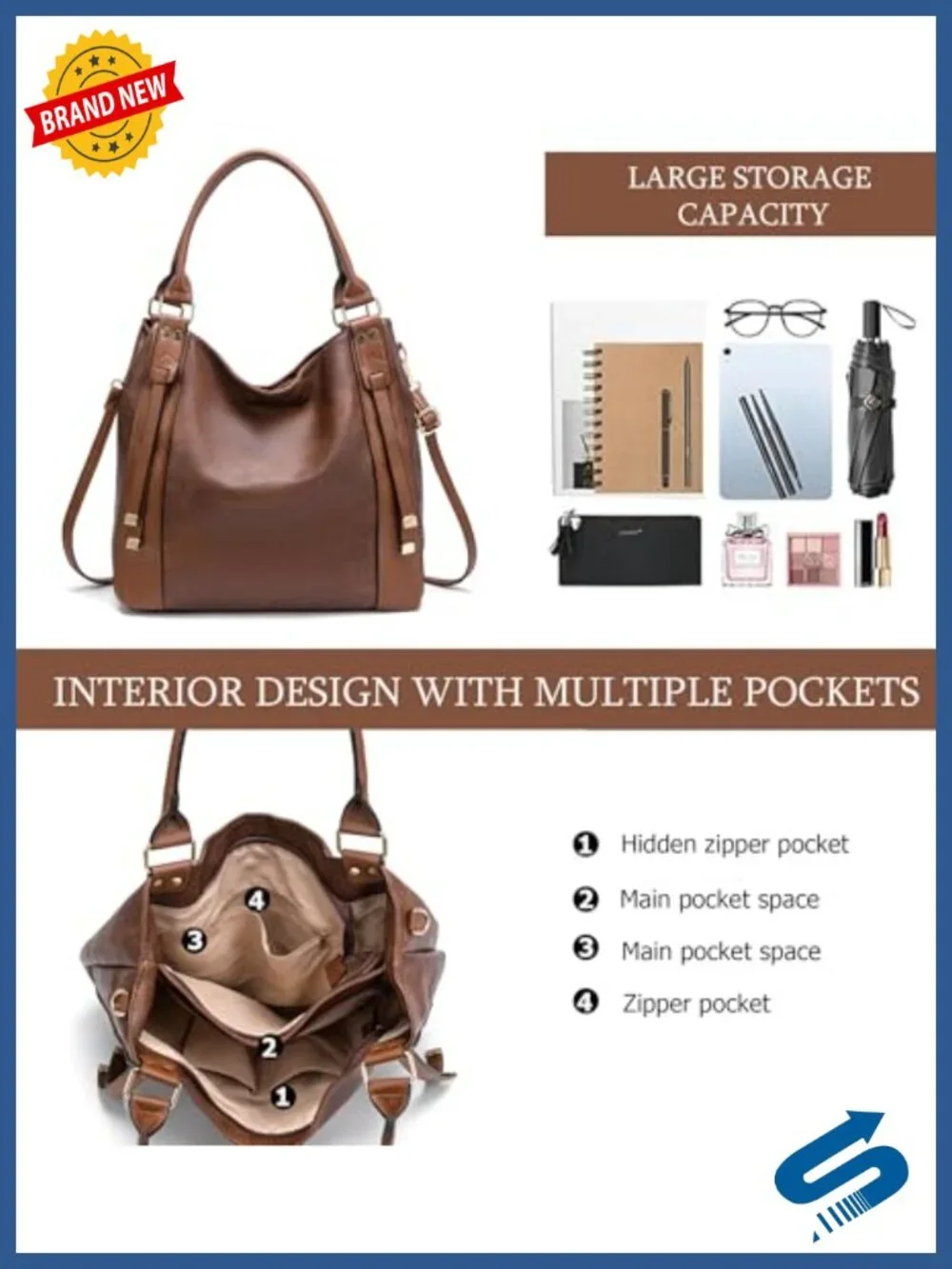 Vintage Large PU Hobo Tote Bag with Strap, Vegan Leather Satchel Purse Women